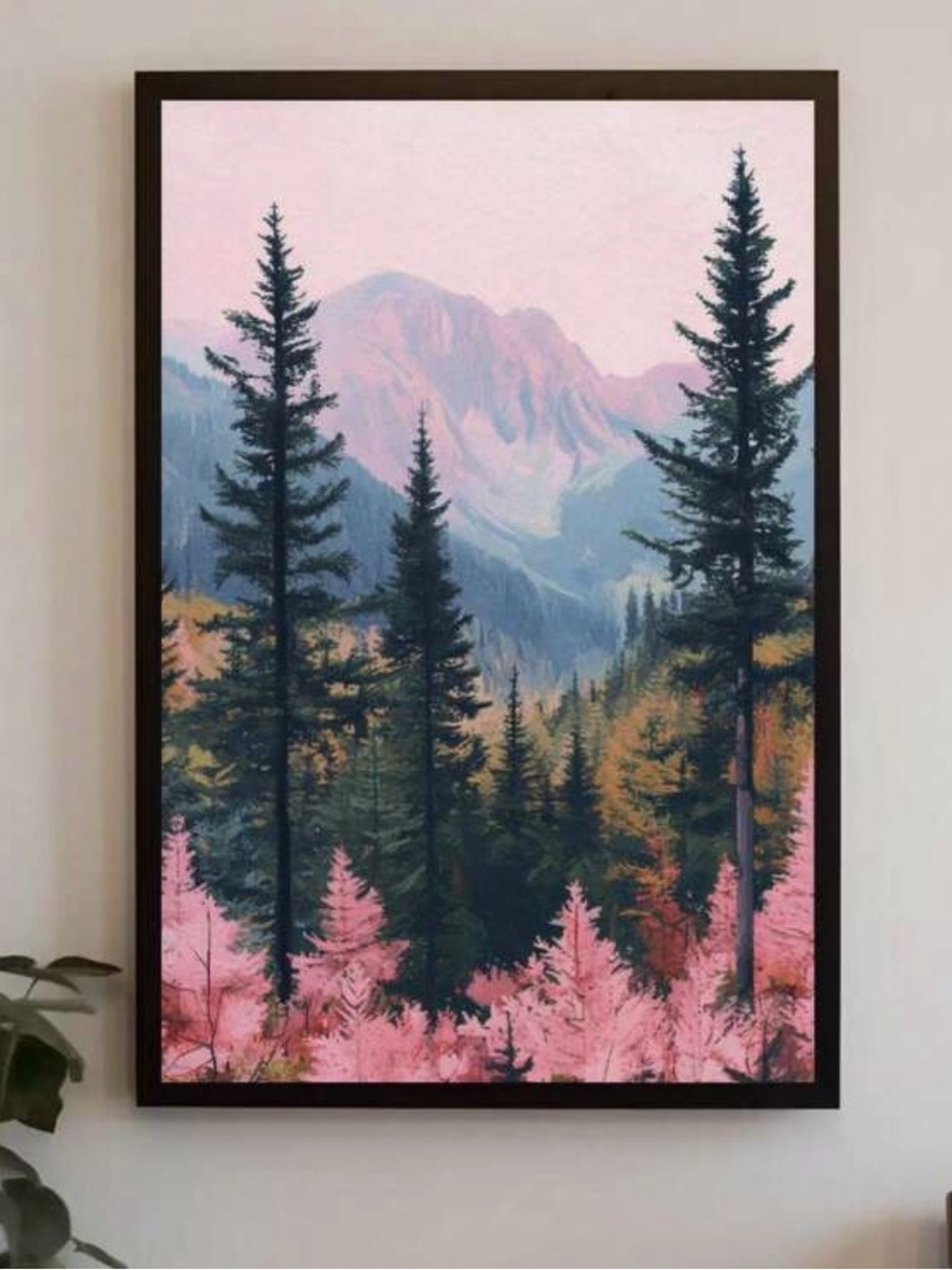 Pink Mountain Landscape Wall Art Canvas Print | 50x70cm | No Frame Included
